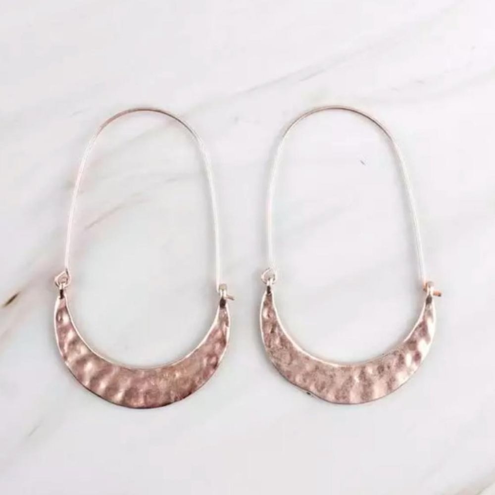 Hammered Dangling Hoop Earrings